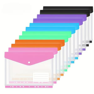 12/6pcs A4 Expanding File Folders with Push-Button 11-Ring Binder Pockets-Binder Organizers for SchoolOfficeHome Organization