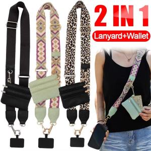 2 in 1 Mobile Phone Straps with Zipper Pouch Wallet Sturdy Anti-Theft Crossbody Cellphone Lanyard Neck Cord
