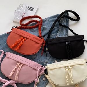 Casual Women Shoulder Bag Canvas Sling Waist Pack Simple Chest Bag Waist Pack Belt Bag
