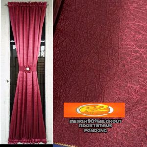 satu set lengkap gorden blackout model kupu kupu bahan bkalout glossy free stik tinggal pasang untuk satu jendela