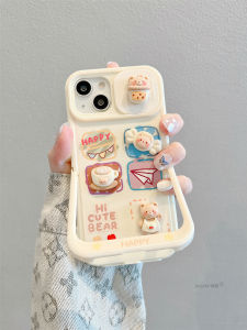 เคสโทรศัพท์มือถือแบบป้องกันการตกหล่นพร้อมหน้าต่างแบบดึงได้สำหรับ Apple 14 iPhone 13 pro Max พร้อมชั้นวางของ 15 พร้อมชั้นวางของ 12 ลายการ์ตูนน่ารัก
