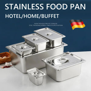 304 Stainless Steel Hotel Pan With Cover Buffet Food Storage With Lid Pan Rectangular Tray Set Metal Food Tray Stainless Steel Food Storage Pan Sauce Pan Food Warmer with Cover Buffet Food Tray Food Container