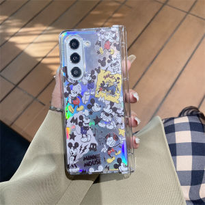 Cute Plastic MAG SAFE Circle Hard Case For Samsung Galaxy Z Fold 3 4 5 5G Protect Phone Cover Cartoon mickey doll design