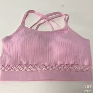 KL Stock Women Sport Bra Padded Strech Cotton Crop Top Caged Bra Comfortable Shoulder Strap Cross Back