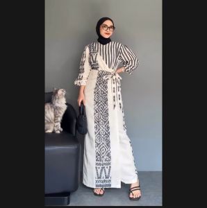 MARLINE DRES TENUN WHITE-BAJU COUPLE-TENUN ETNIC-BAJU KONDANGAN-BAJU SARIMBIT