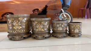 Bát hương bằng đồng khảm tam khí cỡ 35cm