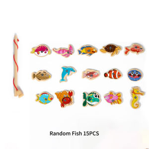 Montessori Wooden Magnetic Fishing Toy Marine Creature Cognition Kids Early Educational Toy Hand Eye Coordination Training Gift
