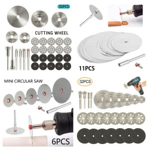 6-32Pcs Mini Circular Saw Blade Set Sanding Grinding Wheel Cutting Disc for Dremel Accessories Metal Cutting Rotary Tools