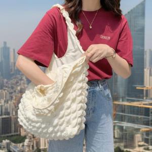 Cloud Bubble Flower Canvas Single Shoulder Vest Bag Womens Simple Handbag Casual Hobo Bag Stylish Trendy 2023 Garden Yi