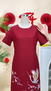 Đầm trung niên thiết kế sang trọng với chất liệu Vải dệt cao cấp DD4L0736 Thời trang Thiều Hoa