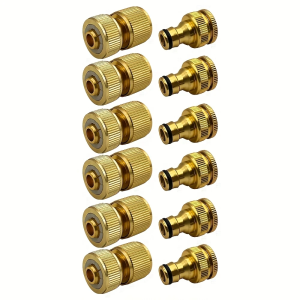 6/10pcs EU Standard Aluminum Hose Connector Set - 1/2" & 3/4" Tap Fittings + 1/2" Quick Connect for Garden Pipes (13-16mm)