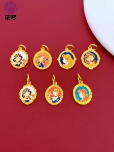 จี้ติดชื่อเจ้าหญิงการ์ตูนสไตล์โบราณ หยดน้ำมันทองคำดิน จี้เล็ก DIY คงสี จี้ติดกล่องผงฟักทอง อุปกรณ์ทำเครื่องประดับ