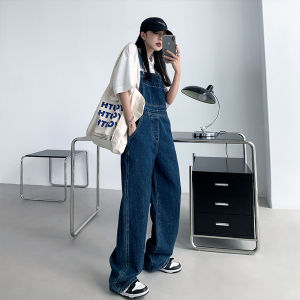 High Waist Denim Overalls Women Spring Summer Vintage Loose Wide Leg Dad Pants Straight Slimming Strap Long Pants