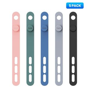TOPK Silicone Cable Ties Assorted Color Reusable Heavy Duty Cable Organizer Management for Fastening Cords and Wires