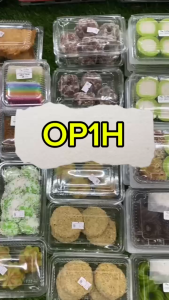 OPS-OP1H Benxon Disposable Plastic Box Apam Polkadot Plastic Tray Bakery Bekas Kuih 100pcs/pkt