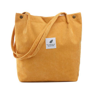 กระเป๋าผ้าคอร์ดูรอยแบบสะพายไหล่เดี่ยวสำหรับผู้หญิง กระเป๋าถือผ้าใบสำหรับเดินทาง กระเป๋าใส่ของสำหรับนักเรียน กระเป๋าใส่ของสำหรับผู้หญิง