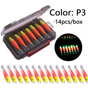 14 pcs luminous horizontal wooden shrimps squid jig false bait absorb light and emit light sea fishing lure sharp squid hook