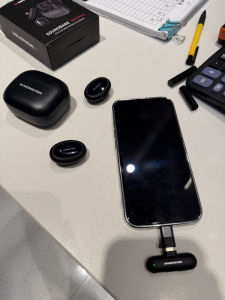 Monster N12pro wireless Lavalier microphone with AI Noise Reduction 2.4G Low Latency <25ms 360° HD High-Sensitivity Mic 50m Range Compatible with Phone/PC/Tablet ALC & Smart Noise Cancellation