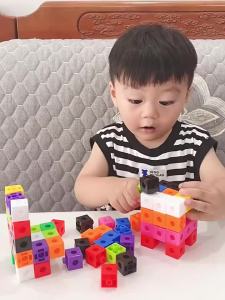 100/200Pcs 10 Colors. Connected Cube Toys--For Mathematical Counting% Plastic Blocks Colored Mathematical Cube School Preschool