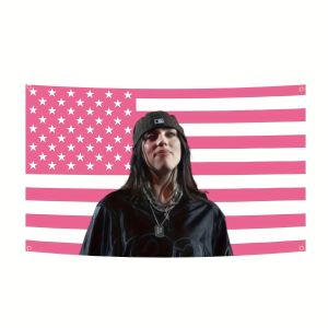 1 Pc Billy Arish American Flag Design Decorative Tranquil Pink and Black Fabric for Indoor/Outdoor Wall Decoration