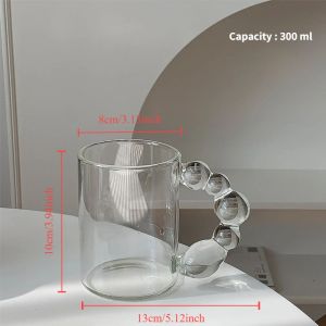 Europe Style Coffee Mugs Luxury Handle Coffee Milk Afternoon Tea Cup Creative Bubble Glass Cups For Friend Gift
