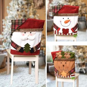1pc Christmas Chair Cover Xmas Santa Clause Snowman Decorations Dining Kitchen Chair Covers Nativity New Year Home Decor Props