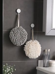 ผ้าเช็ดมือ ผ้าเช็ดมือแบบแขวน ลูกบอลดูดน้ําแห้ง สําหรับห้องน้ําและห้องครัว