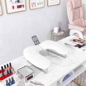 ที่วางมือรูปตัวยูสำหรับทำเล็บ พร้อมที่วางโทรศัพท์มือถือ ถอดออกได้ ตัวช่วยที่ดีสำหรับร้านทำเล็บ แนะนำโดยช่างทำเล็บ