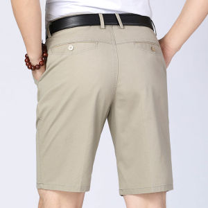 Mens Summer Thin Cotton Casual Loose Straight Leg Short Pants mid Waist Fashion City Style Workwear Black Grey White Basic Colors