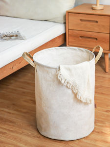 Cotton Linen Fabric Dirty Clothes Basket Toy Storage Bucket Plush Doll Storage Basket Multi-Functional Home Organizer Basket