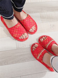 Red Wedding Couple Indoor Slippers Quiet Home Floor Tiles Suitable for Men And Women Year of the Rat Silent Home Slippers