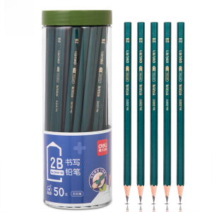 Deli 2B Pencils Hexagonal Green Sticks Non-toxic Sketch Writing Pencils for Primary School Exams Kindergarten Children