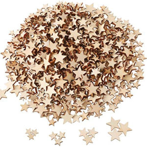100/200/500Pcs Mini Wooden Stars For Crafts Mixed Sizes 0.39-0.79 Inch 0.12 Inch Thick Bulk Ornaments Slices Embellishments DIY