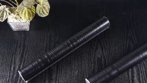 Elegant Black Matte Wall Sticker Decal for Home Décor Black Wood Grain Wallpaper - Self-Adhesive Peel and Stick Film Removable High Quality Vinyl/PVC for Kitchen Cabinets Countertops Furniture Floors Walls - No Glue Needed Easy DIY Installation & Da