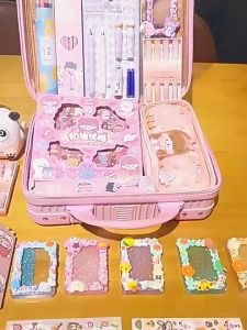 169 in 1 Student Stationery Gift Set School Sets with Suitcase Girls Supplies Birthday Gift Pink Stationery Set with Pen Eraser Stickers for Kids Birthday Gift