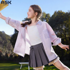 Ask Junior | Breathable Childrens Striped Plaid Casual Shirt