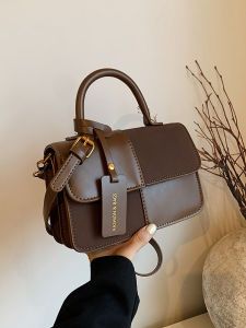 Fall Winter Retro Womens Handbag Versatile Shoulder Crossbody Bag Fashionable Color Collision Small Square Bag for Casual Use
