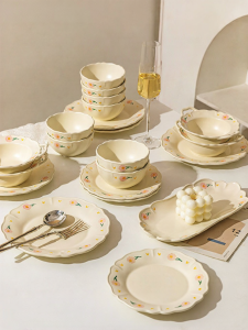 MODERN SWEETHOME | Modern Peony Underglaze Ceramic Bowls Dishes Set