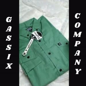 GASSIX COMPANY - kemeja polos premium cowok cewek TERBARU bahan sigaret kerah v neck lengan panjang
