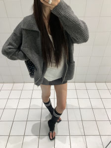 Áo Len Cardigan Dệt Kim Mềm Mại Rộng Rãi Thoải Mái Có Khóa Kéo Áo Len Dệt Kim Pha Trộn Áo Khoác Ngoài Mùa Thu Đông Cho Nữ