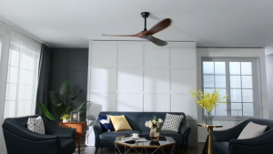 [Solid Wood Blades] 52-inch Ceiling Fan Silent DC Ceiling Fan with Remote Control 52-inch Fan Modern Fan 3-Blade Solid Wood Fan 6-Speed Electric Fan Quiet Operation Indoor and Outdoor Fan