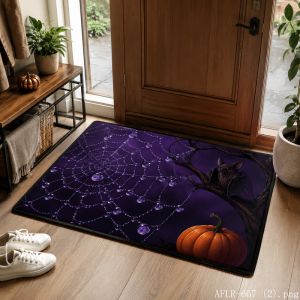 VIKAMA Halloween Atmosphere Carpet Soft Slip-Resistant Mat Spooky Party Decoration Rug Scary Entrance Door Decor Home Decor