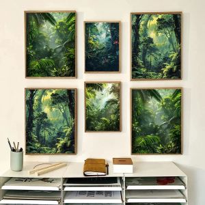 Lush Trees Decoration Pictures Room Wall Art Canvas Painting 1pcs Jungle Home Decor Interior Paintings Posters for Wall Bedroom