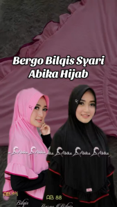 New Hijab Abika Bergo Bilqis AB 88 AB 088 Merah Muda Kerudung Instan Serut Jumbo Stella Premium