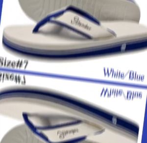 Islander White/Blue Mens Non-Slip Rubber Soles Colored Slippers (Makapal) - 100% Authentic and Original - Back-Facing Dress with Side Display - Size M - Height: 182cm, Weight: 78kg