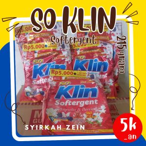 soklin 5000an | so klin softergent 215 gr all varian | sabun cuci bubuk