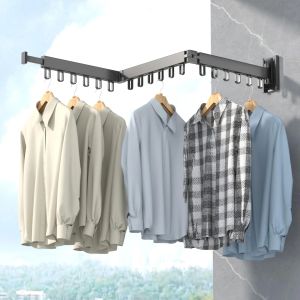 UNTIOR Retractable Cloth Drying Rack Collapsible Cloth Hanger Aluminum Wall Mount Indoor Space Saving Home Laundry Drying rack