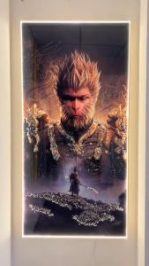 Tranh Đính Đá Pha Lê có Đèn LED Black Myth Wukong - decor treo phòng game cửa hàng decor phòng livestream...