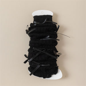 1Pair Long Leg Warmers Kids Autumn Winter Knitted Soft Girl Kawaii Bow Knit Loose Socks Female Fashion Accessories Stockings New