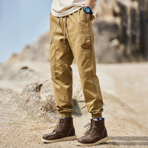 GURBAKS Summer New Mens Casual Cotton Pants American Style Paratrooper Retro Cool Workwear Trendy Brand Windproof Trousers